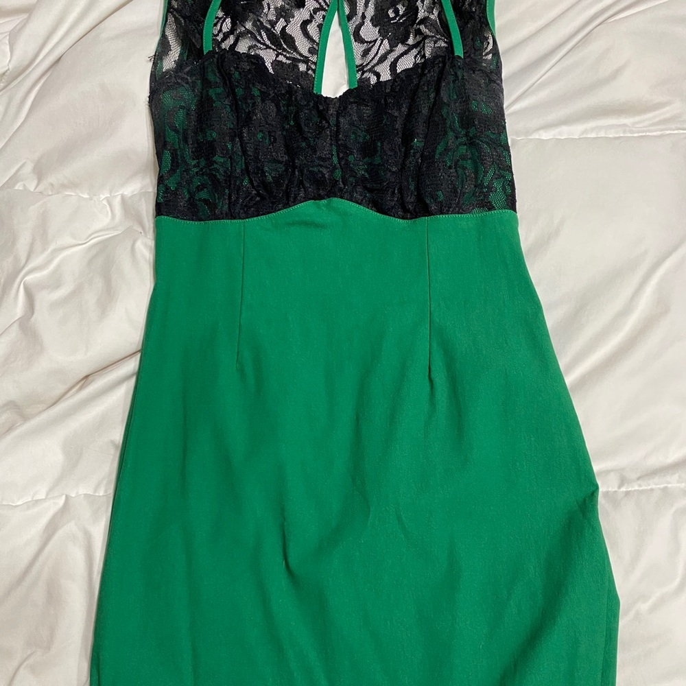Green and black pinup dress